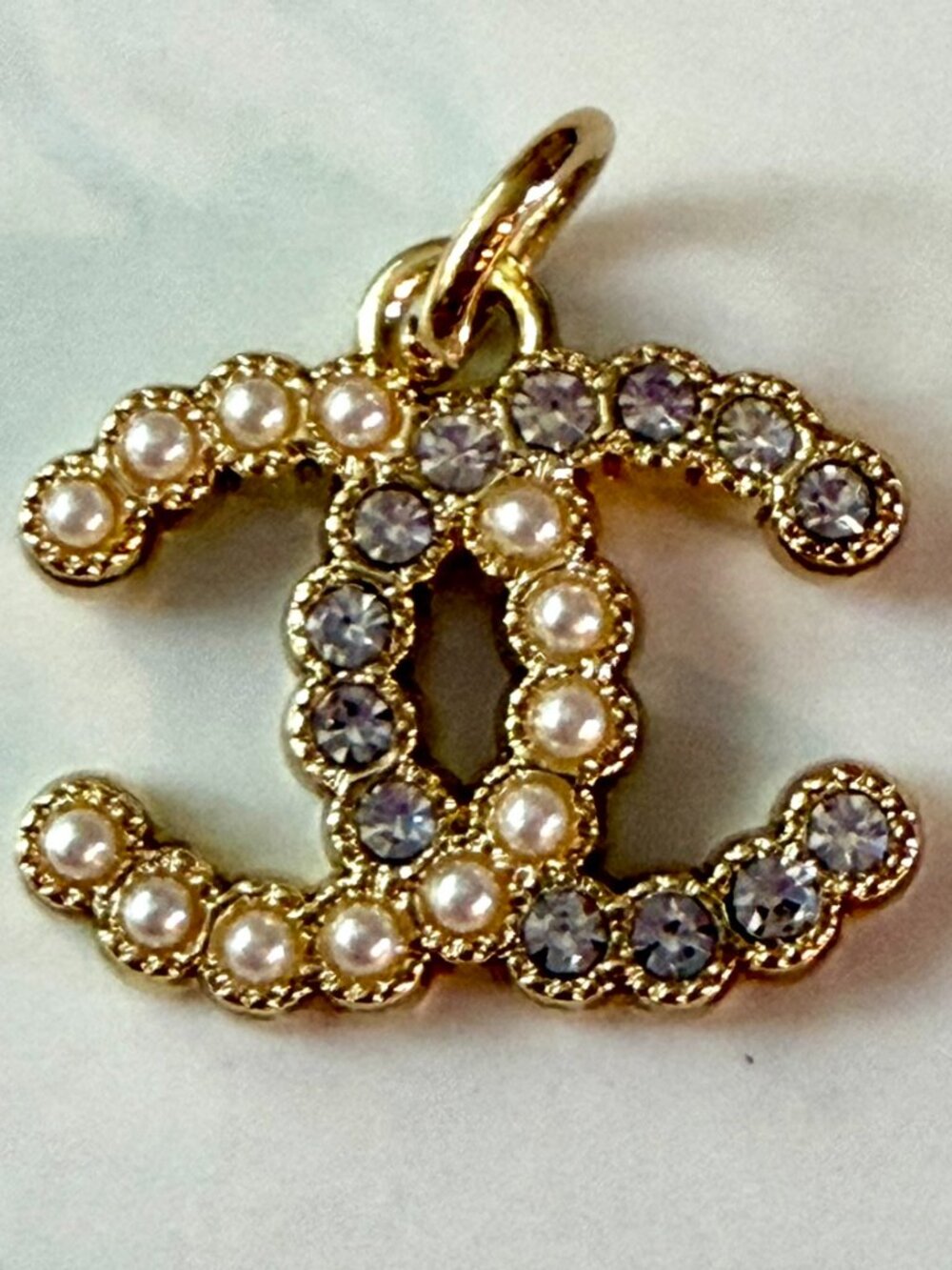 Chanel Pearl & Crystal CC Zipper Pull Charm